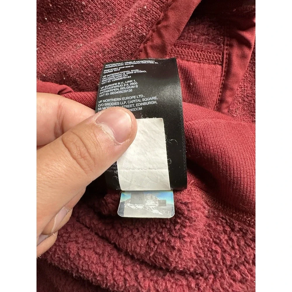 Mens The North Face Full Zip Sweatshirt Burgundy, Size M